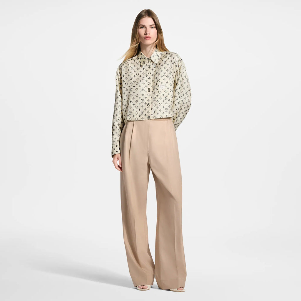 Tailored Wide-Leg Silk Pants