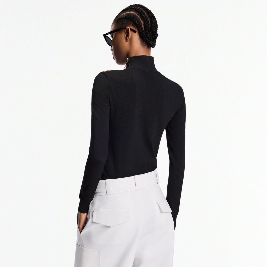 Shoulder Detail Turtleneck Sweater