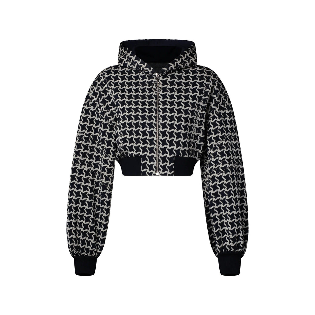 Cropped Honeycomb Jacquard Bomber Jacket