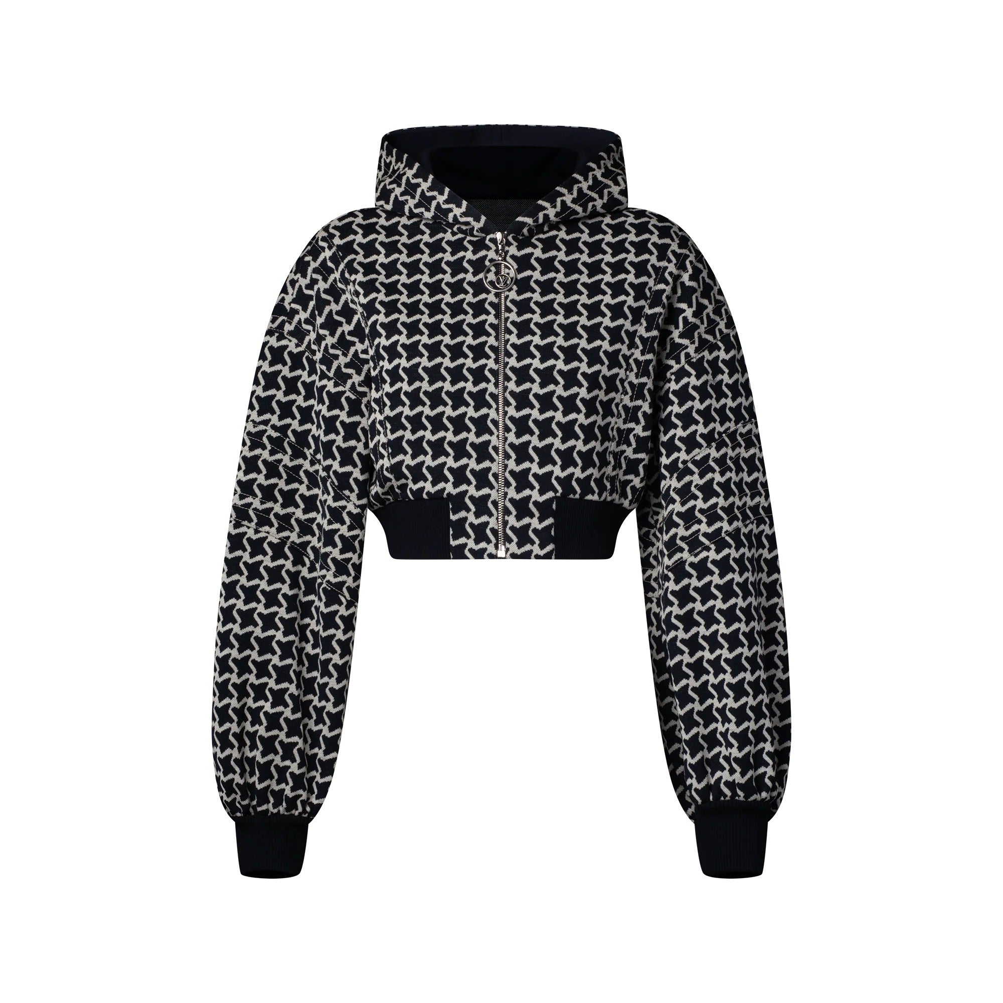 Cropped Honeycomb Jacquard Bomber Jacket