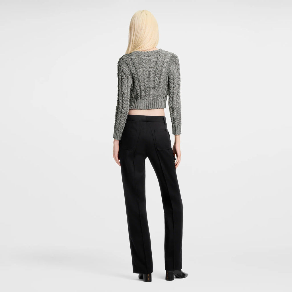 Cropped Cable Knit Cardigan