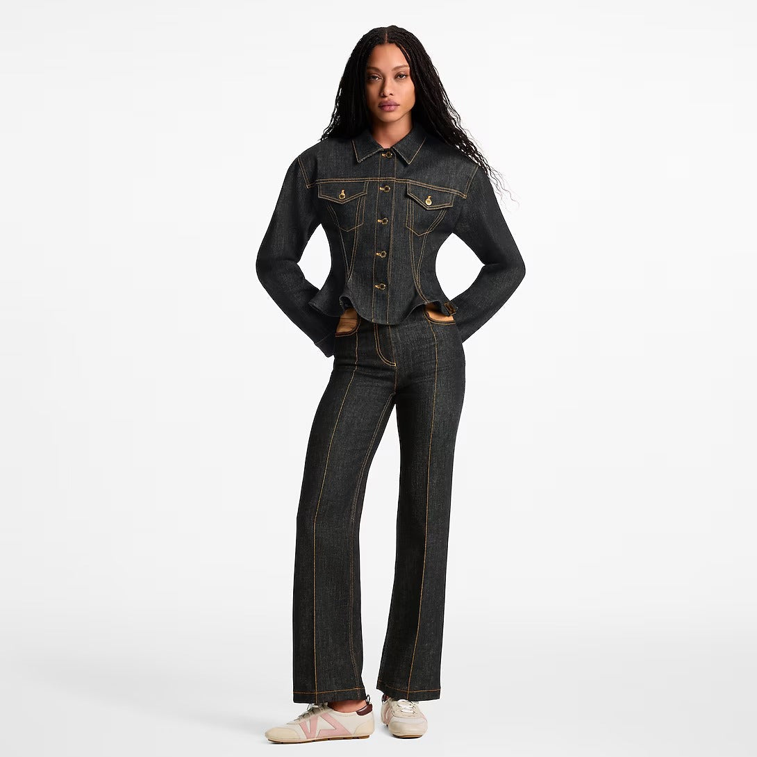 Leather Accent Jeans