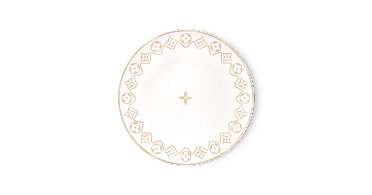 Set Of 2 Dinner Plates Monogram Flower Tile