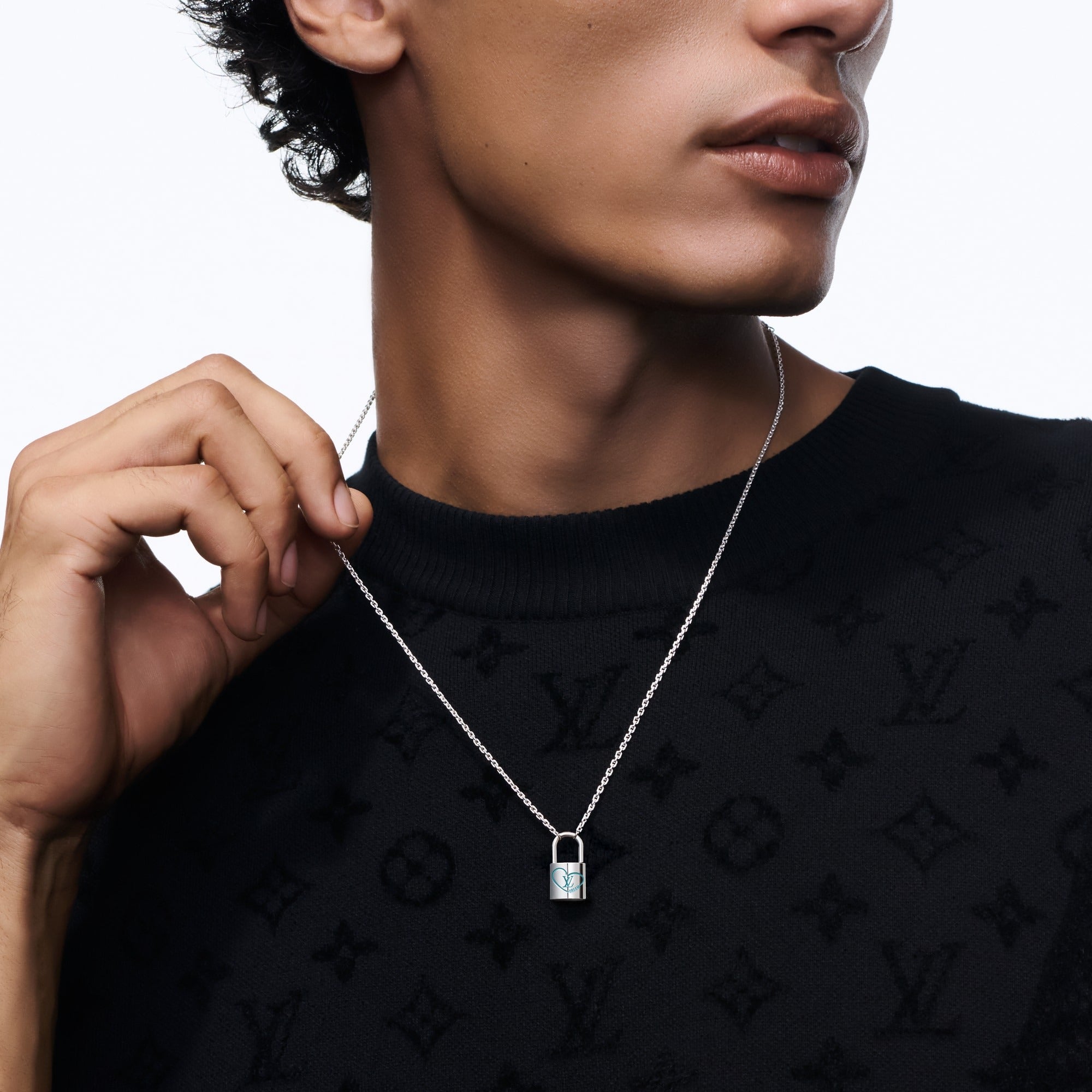 Silver Lockit x Felix Lee Pendant, Sterling Silver and Blue Lacquer