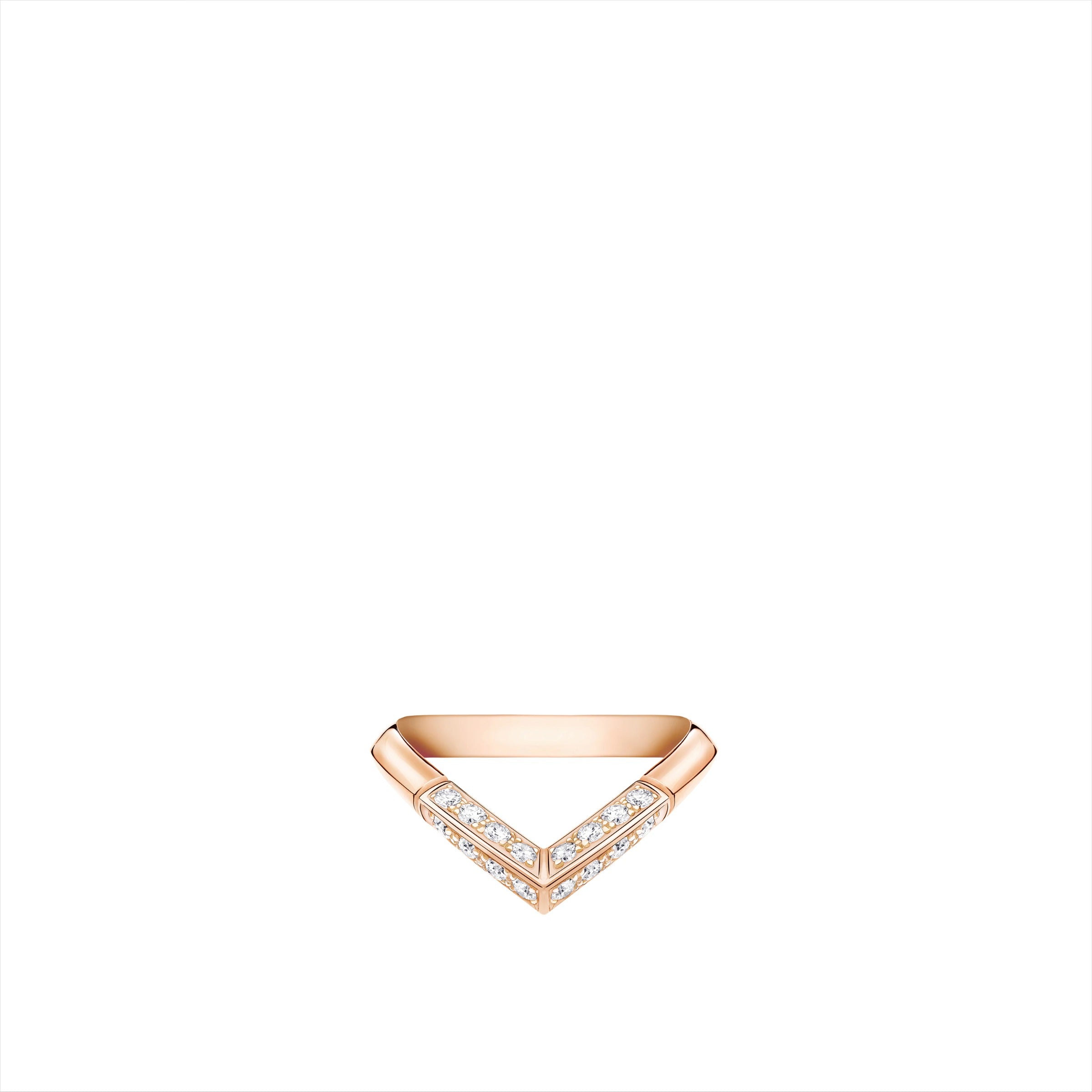 LV Diamonds Pavé V Ring, Pink Gold