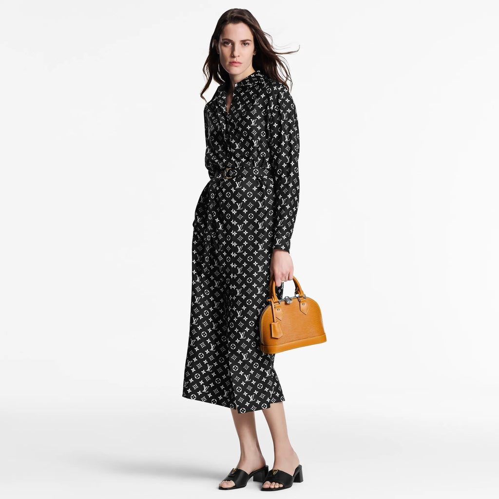 Monogram Silk Shirt Dress