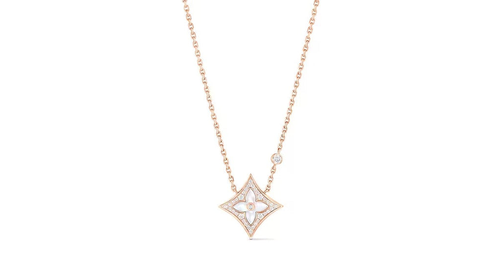 Color Blossom M Star Pendant, Pink Gold, White Mother-of-Pearl and Diamonds