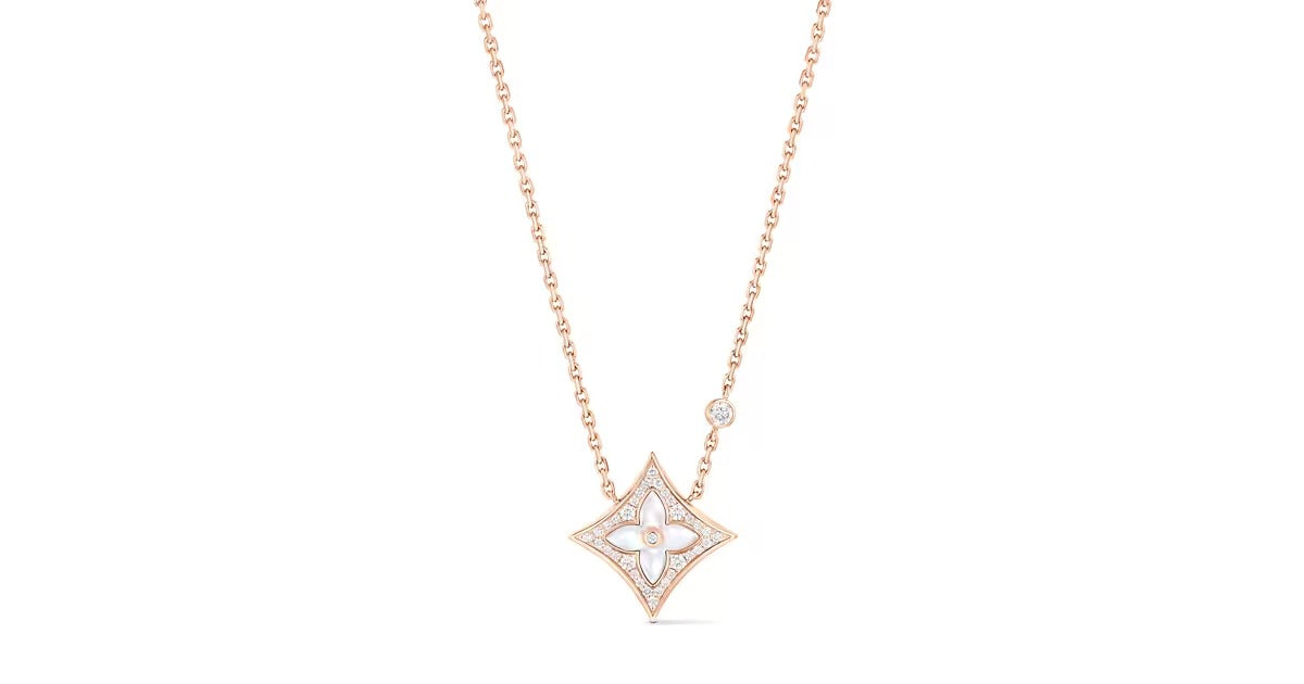 Color Blossom M Star Pendant, Pink Gold, White Mother-of-Pearl and Diamonds