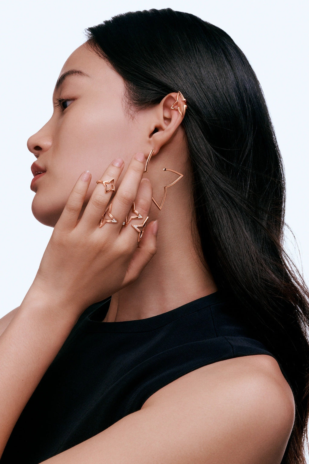 Ombre Blossom XL Hoops, Pink Gold and Diamonds