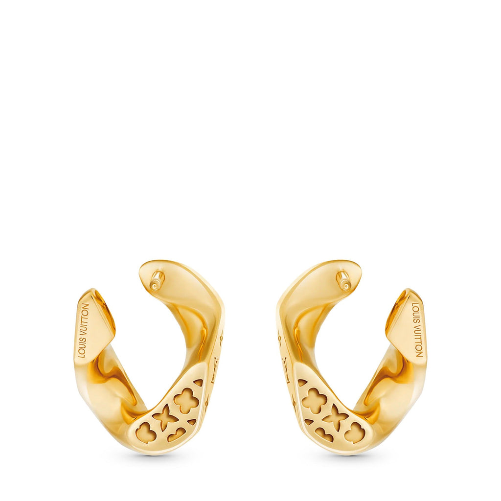 Cuban Chain Earrings, Yellow Gold and Diamonds