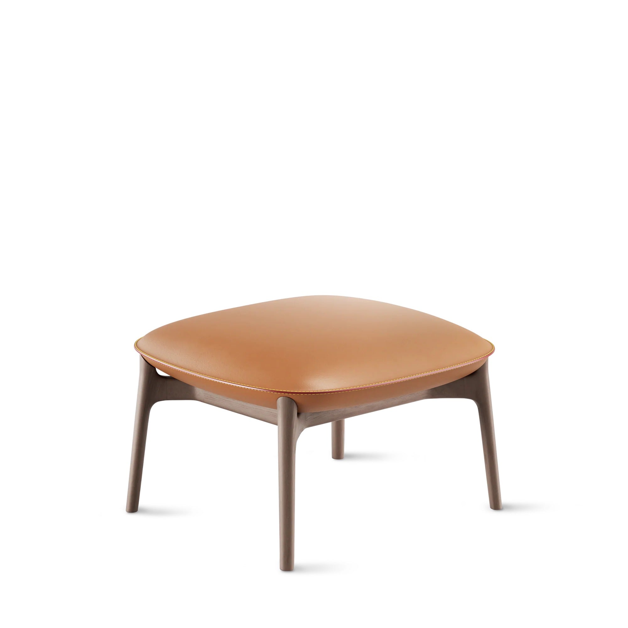 Collar Lounge Stool Chair - Caramel / Walnut
