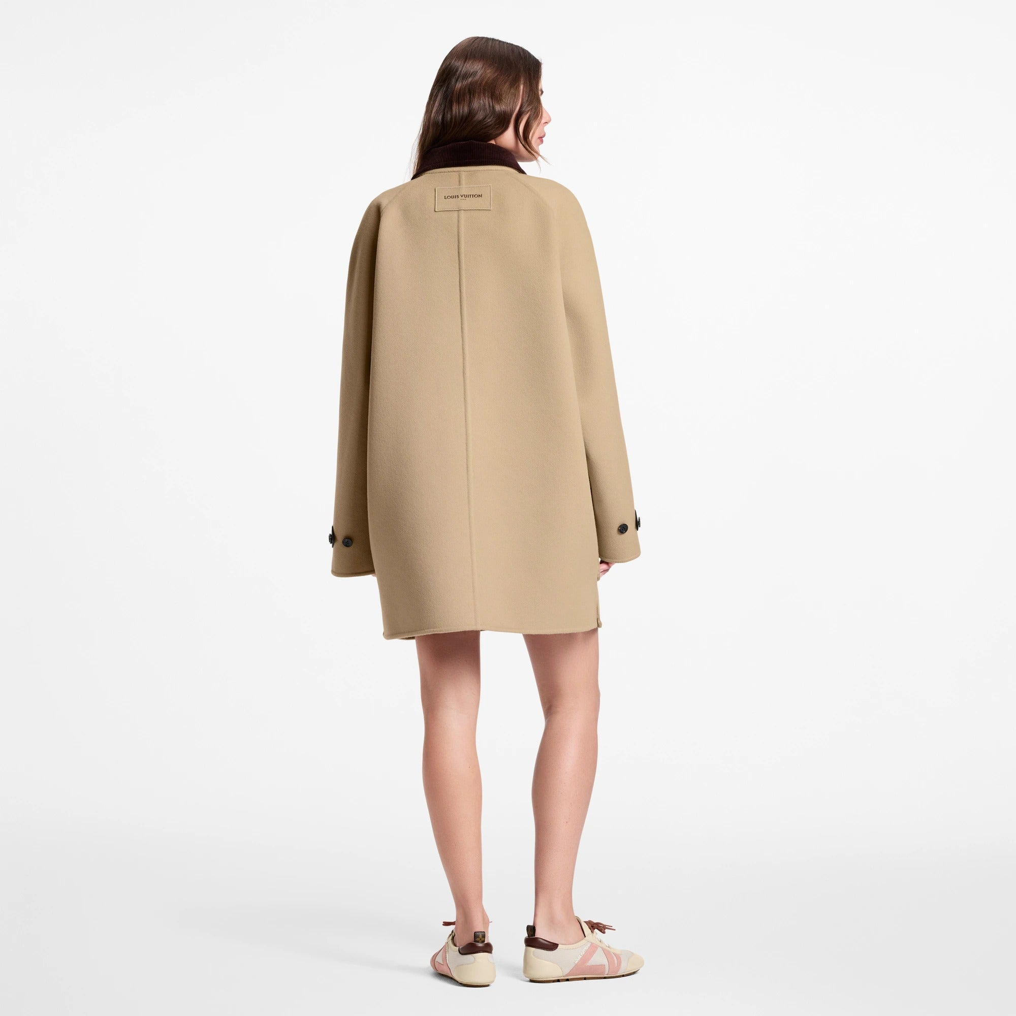 Contrast Collar Button-Up Coat