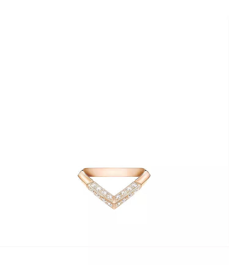 LV Diamonds Pavé V Ring, Pink Gold