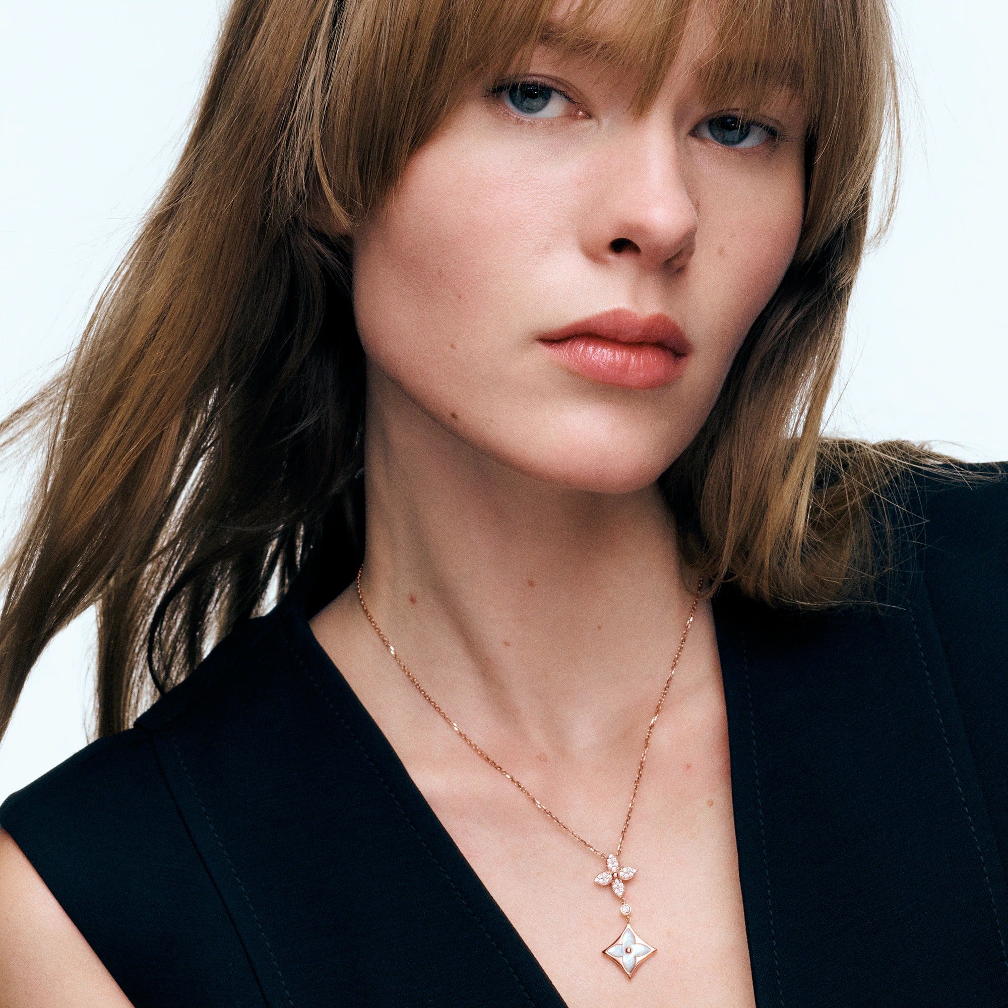 Color Blossom M Star Multi-Motif Pendant, Pink Gold, White Mother-of-Pearl and Diamonds