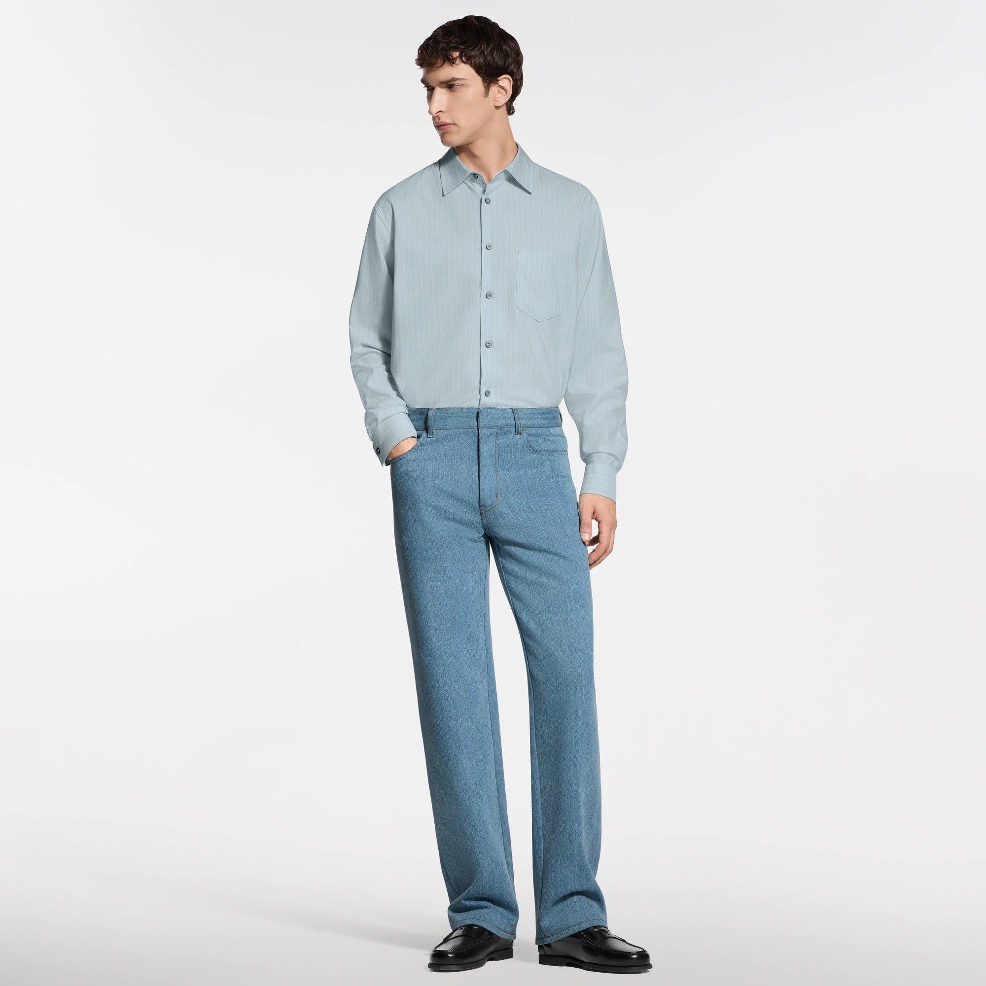 Striped Long-Sleeved Silk-Blend Shirt
