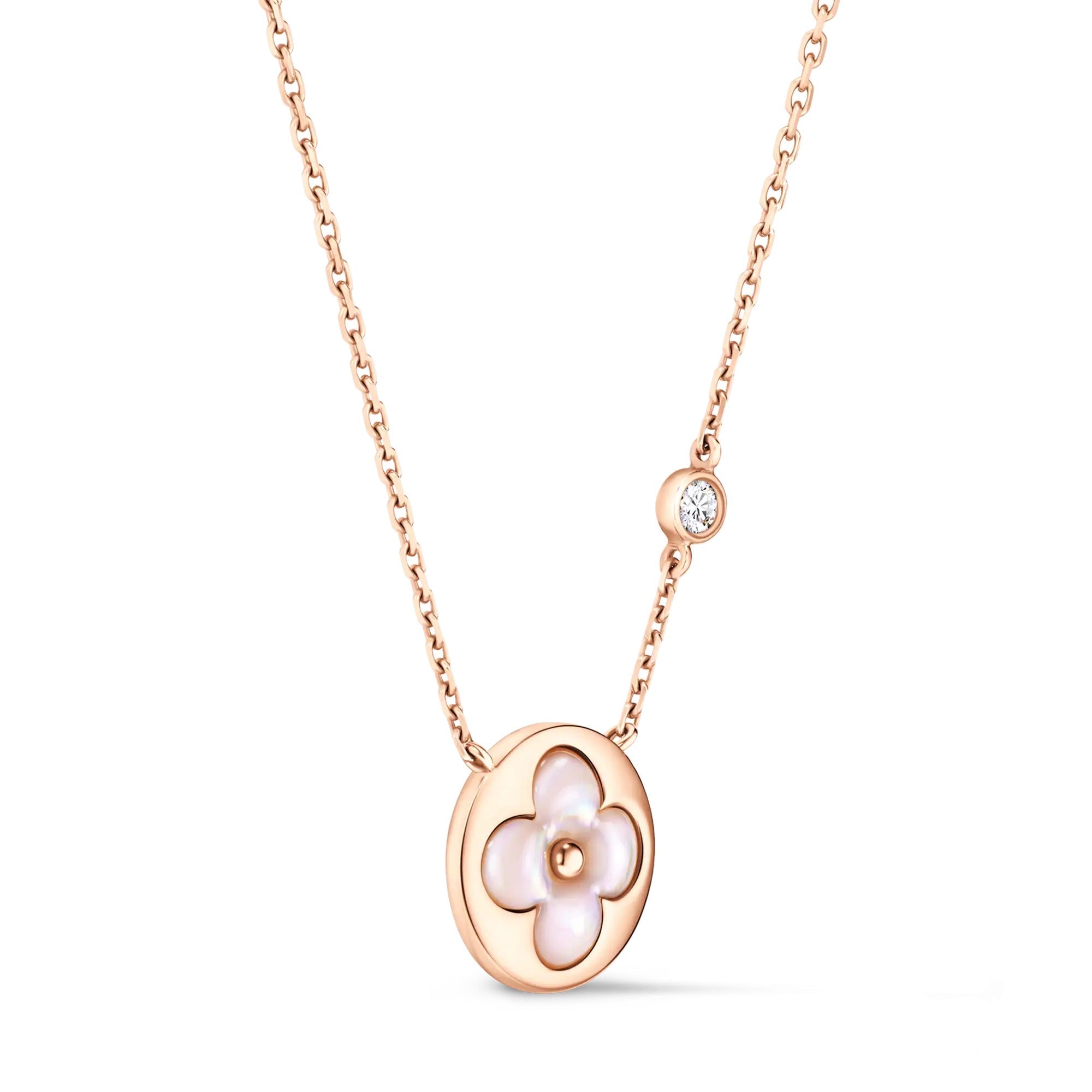 Color Blossom BB Sun Pendant, Pink Gold, Pink Mother-of-Pearl and Diamond