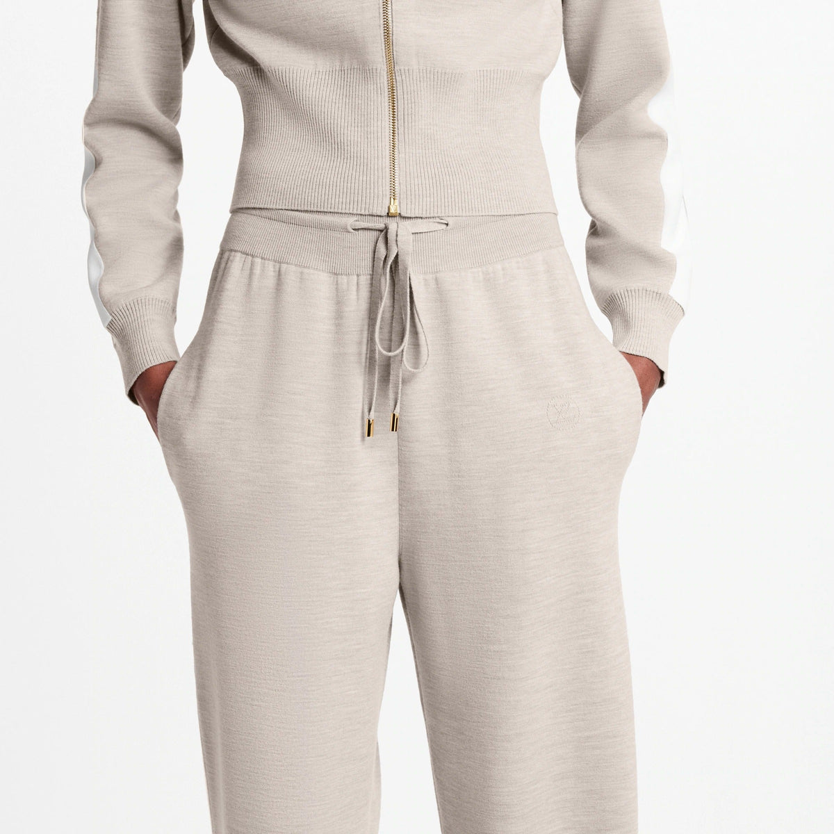 Stripe Accent Wide-Leg Jogging Pants