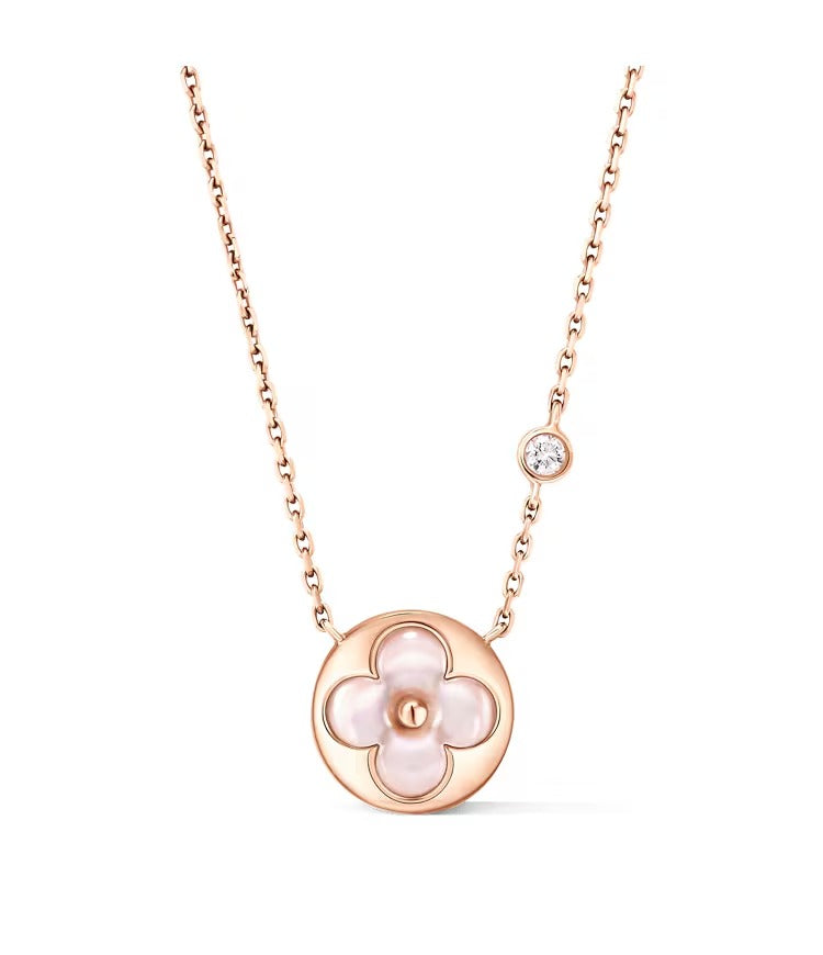 Color Blossom BB Sun Pendant, Pink Gold, Pink Mother-of-Pearl and Diamond