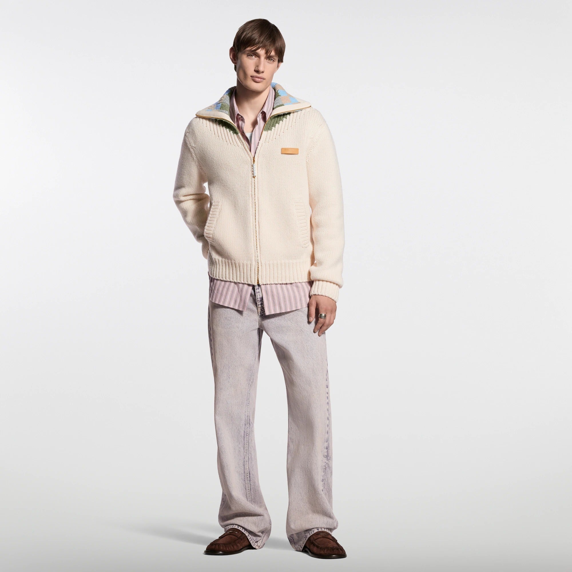 Zipped Intarsia Track Top