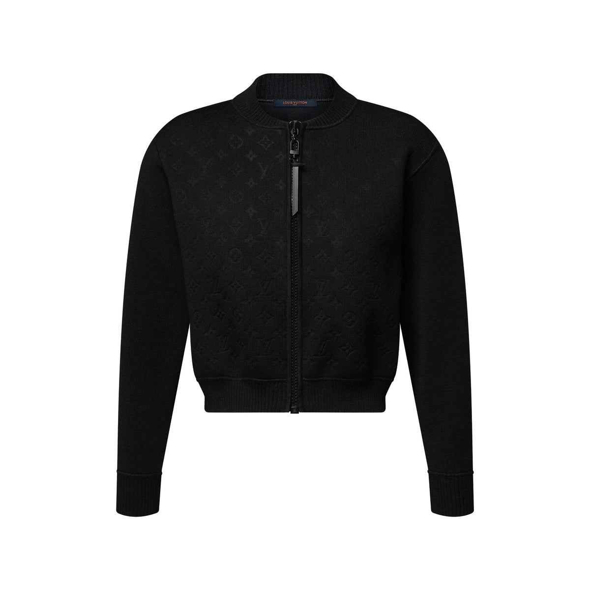 Monogram Accent Zip-Up Knit Jacket
