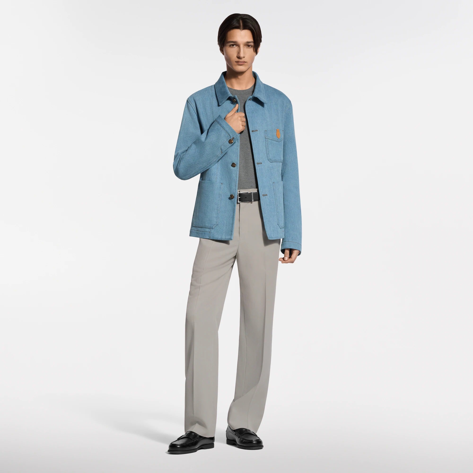 Silk-Blend Denim Workwear Jacket