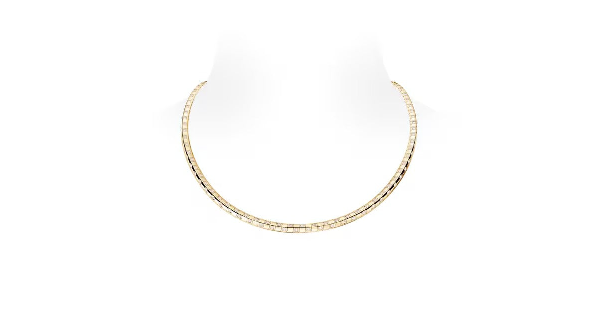 Le Damier de Louis Vuitton Medium Necklace, Yellow Gold and Diamonds - Long