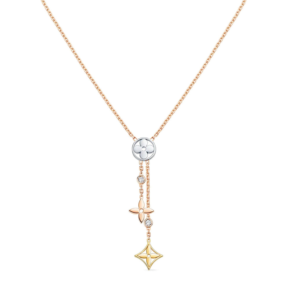 Idylle Blossom Y Pendant, 3 Gold and Diamonds
