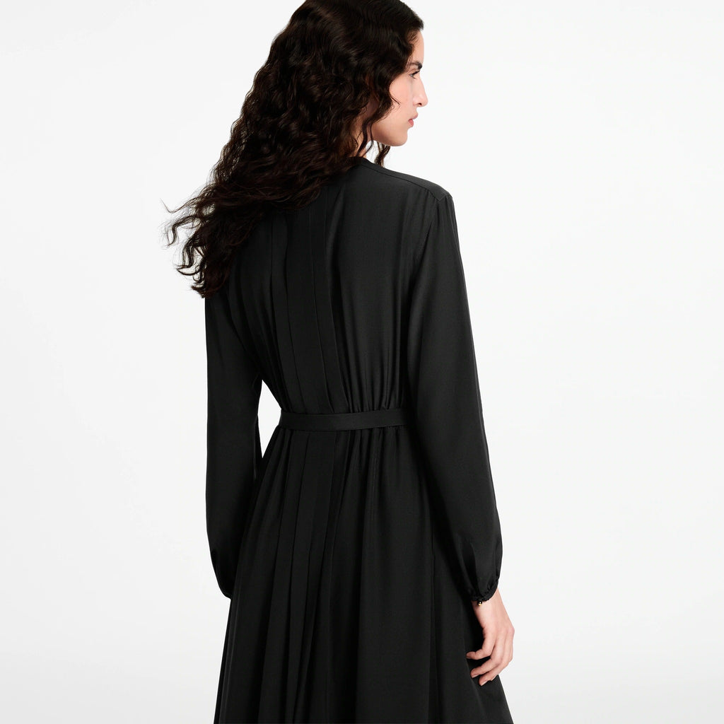 Monogram Accent Pleat Dress