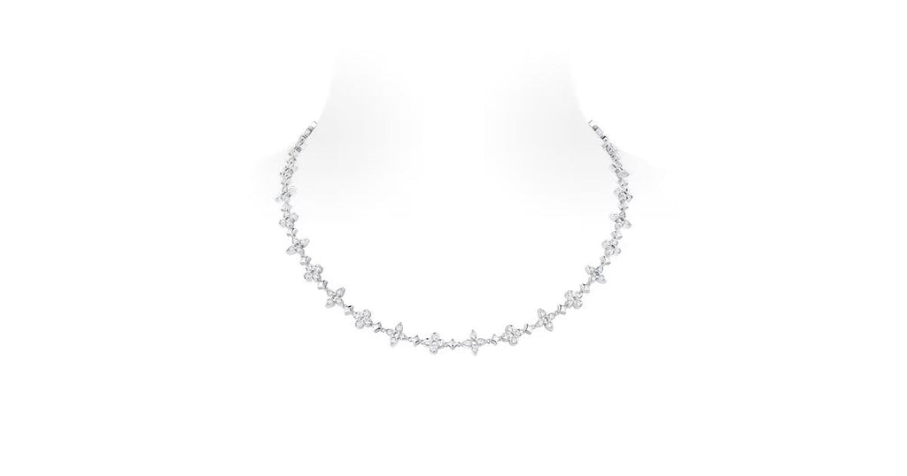 Dentelle One Row Necklace, White Gold And Diamonds