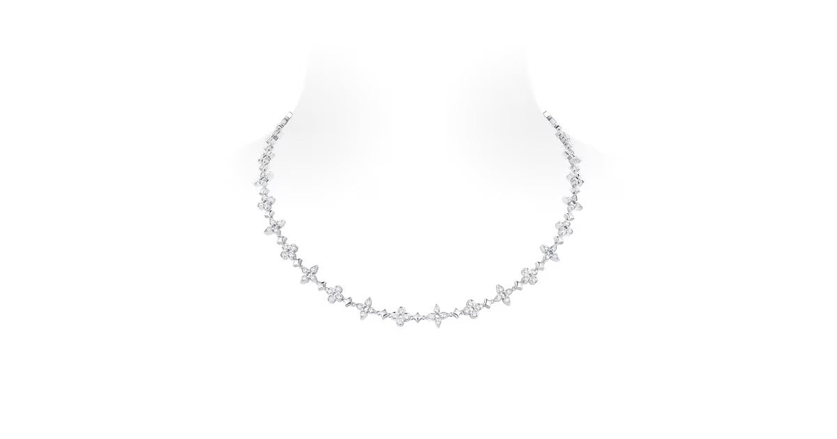 Dentelle One Row Necklace, White Gold And Diamonds