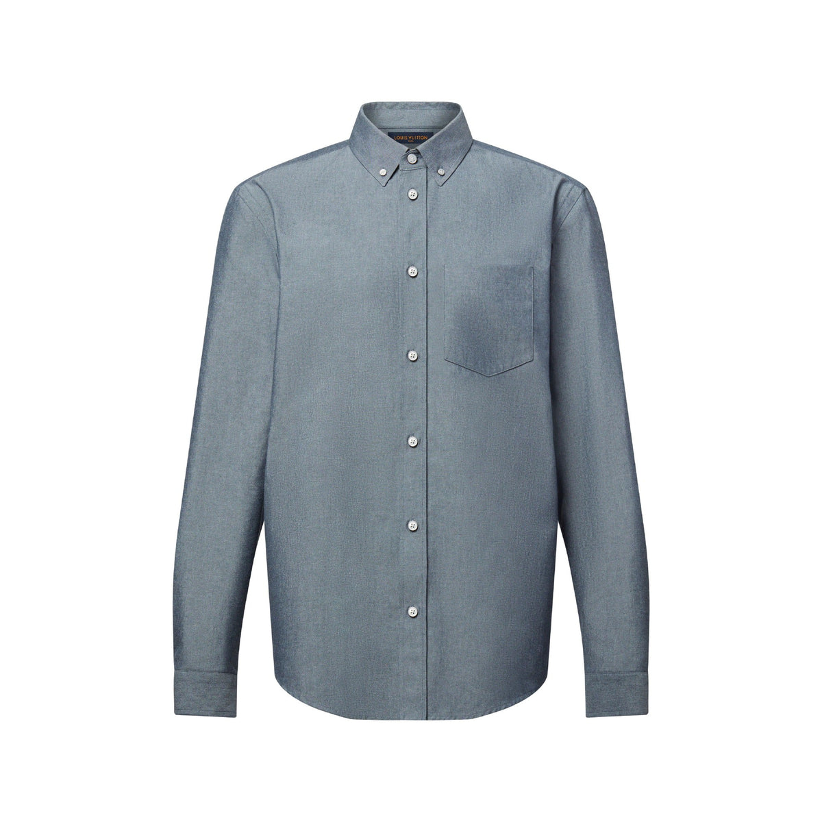 Cotton-Silk Chambray Long-Sleeved Shirt