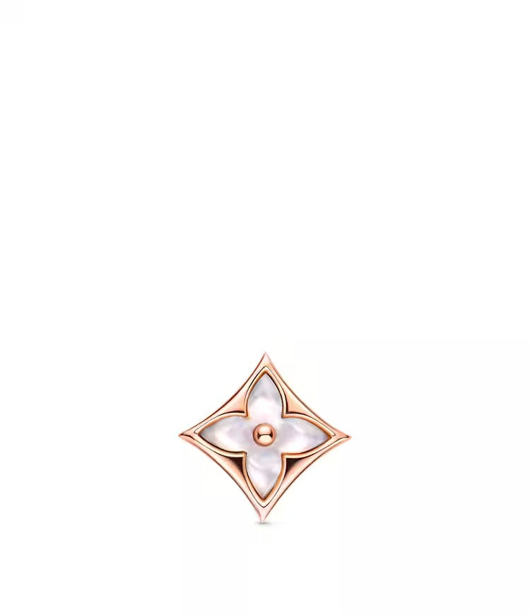 Color Blossom BB Star Ear Stud, Pink Gold and White Mother-of-Pearl - Per Unit