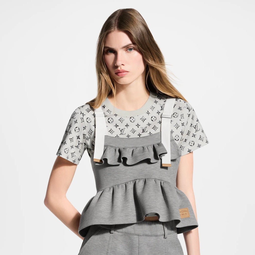 Contrast Strap Peplum Crop Top