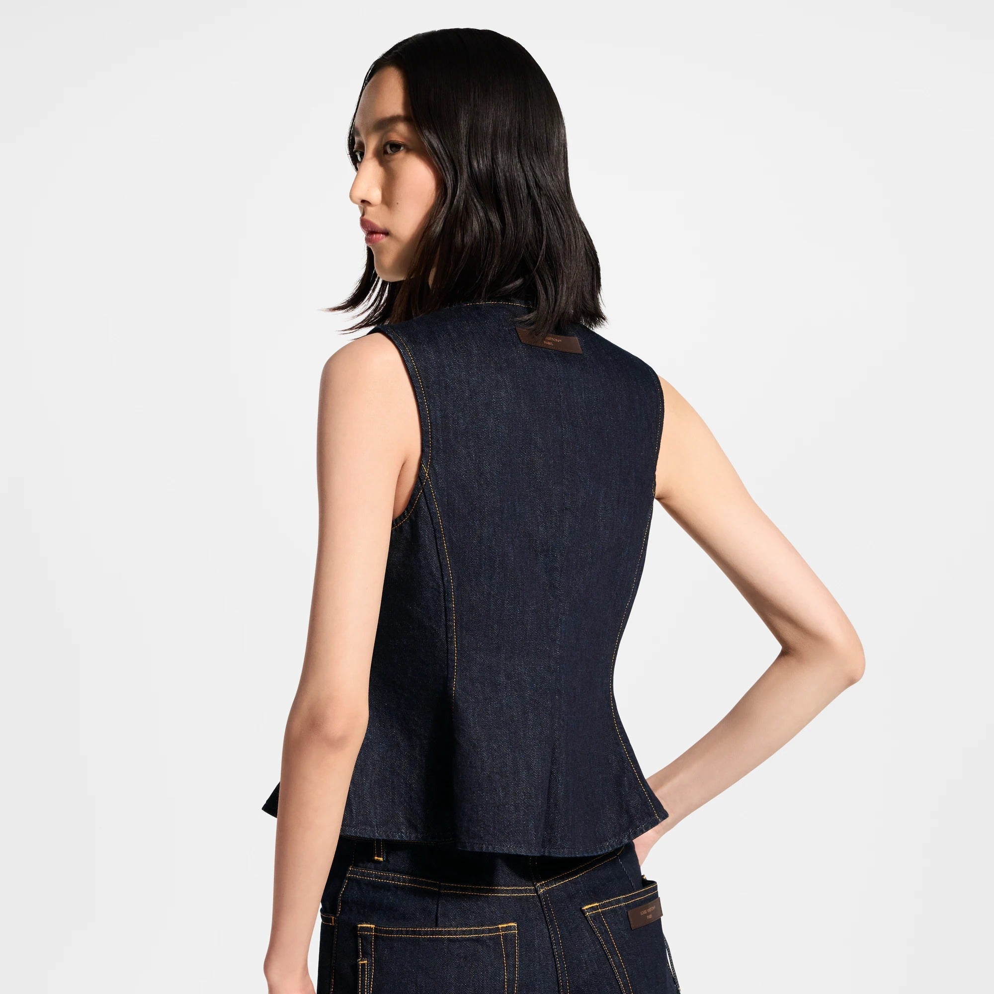 Signature Button Indigo Denim Top