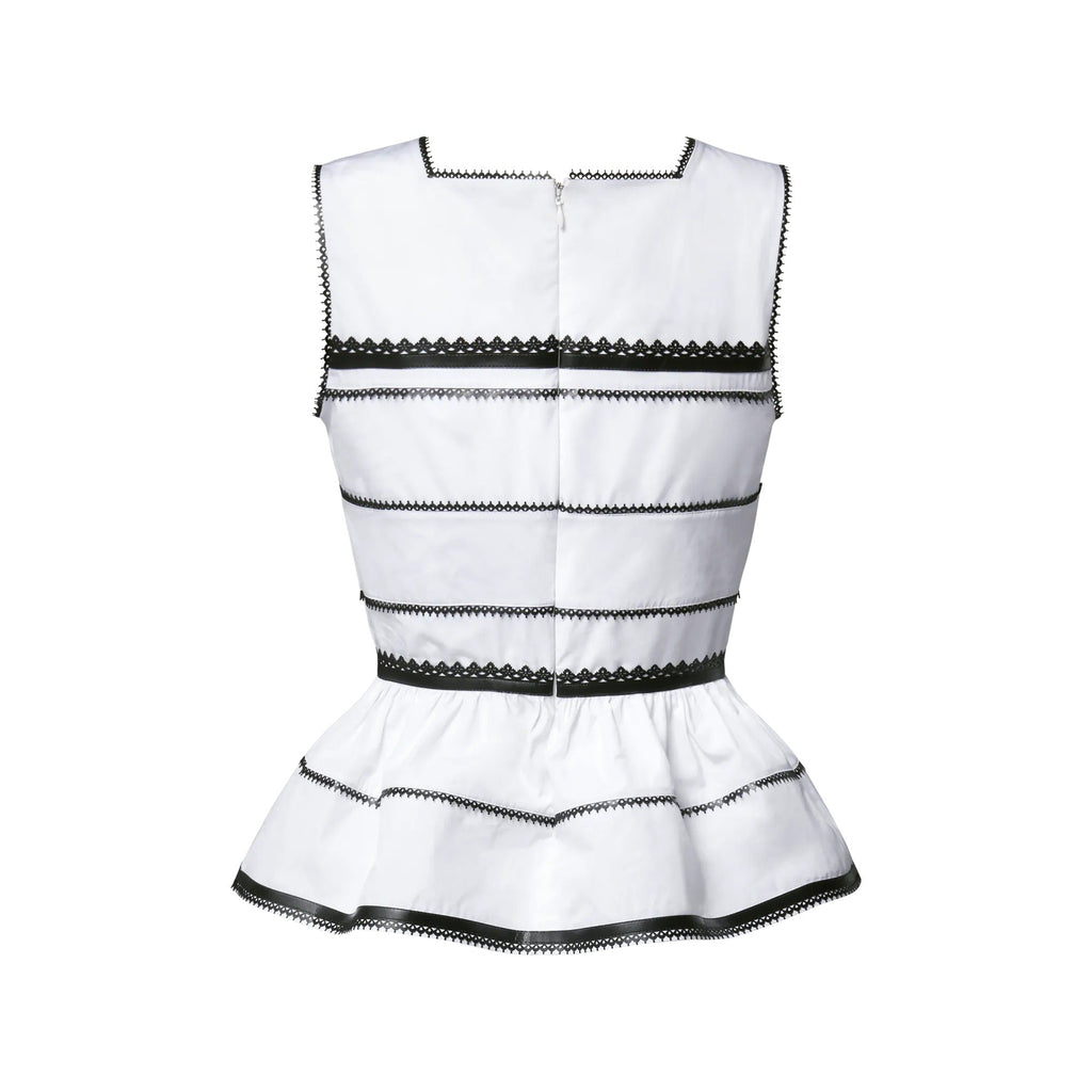 Graphic Lace Accent Peplum Top