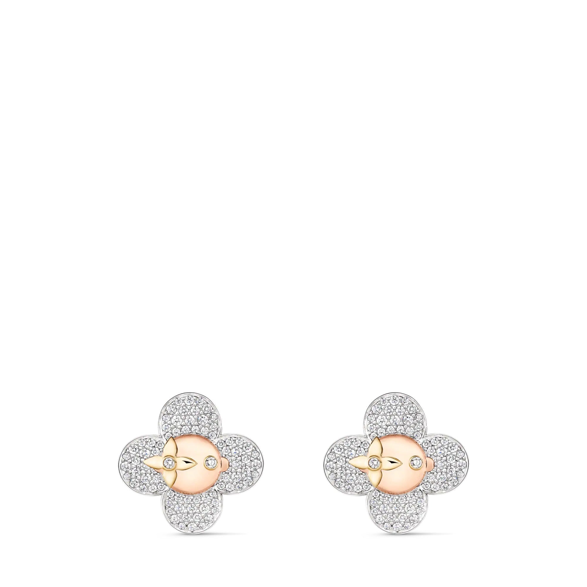 Vivienne Earrings, 3 Golds and Diamonds