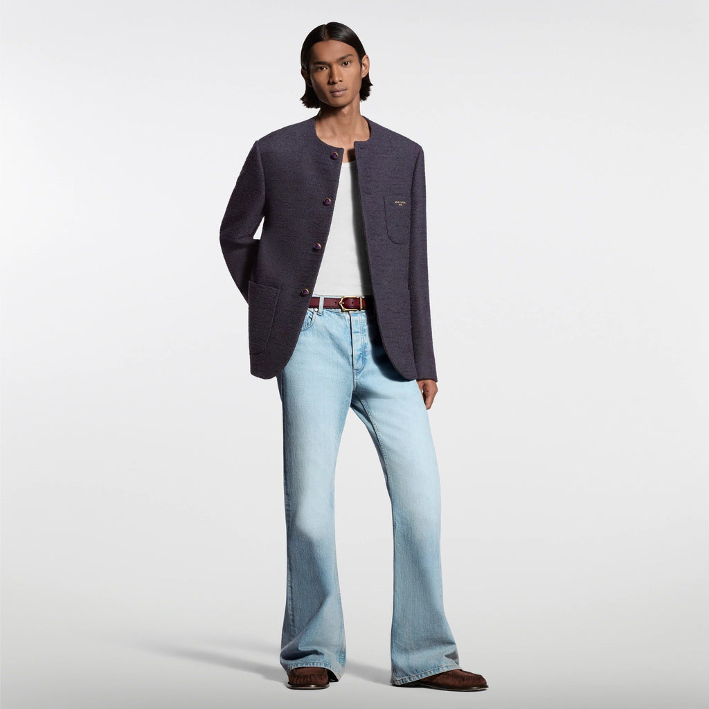 Collarless Bouclette Jacket