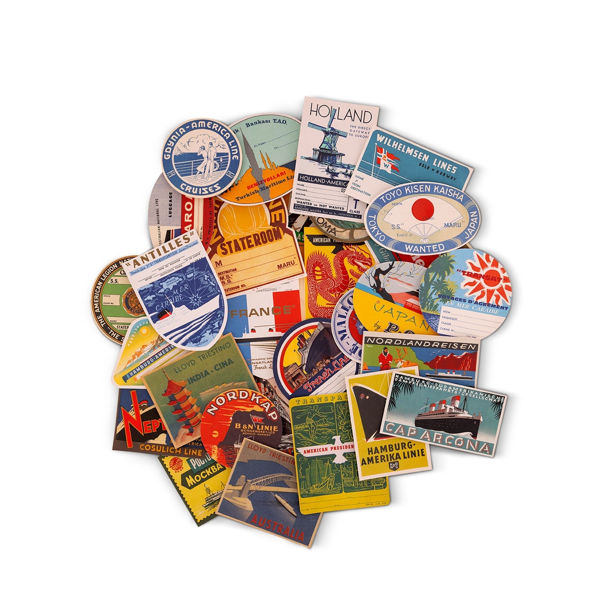 Ocean Liners Labels Postcard Box