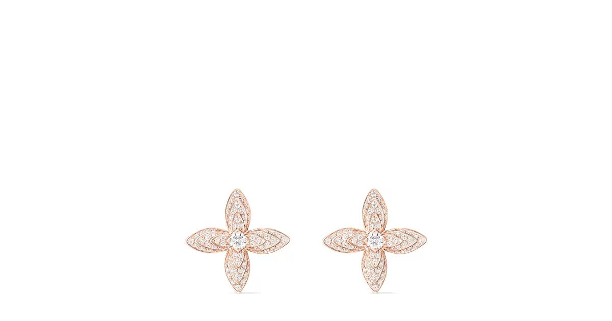 Idylle Blossom Earrings, Rose Gold and Diamonds