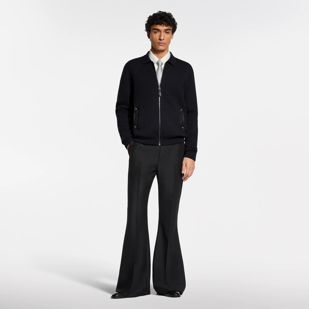 Knit Blouson With Leather Details