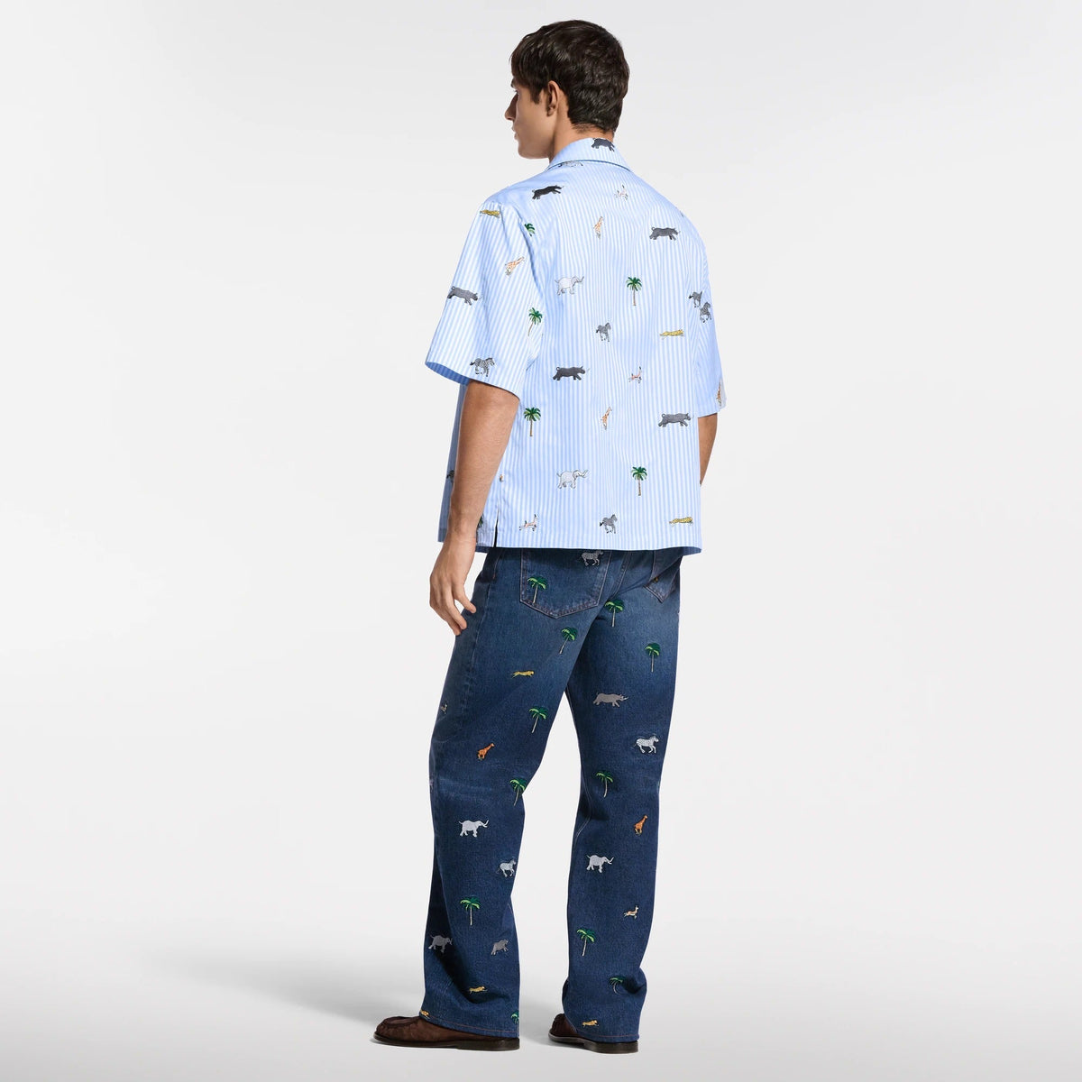 LV x The Darjeeling Limited Embroidered Striped Short-Sleeved Shirt