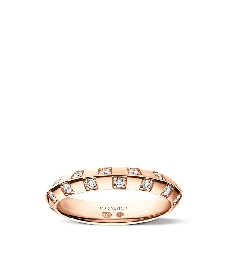 Le Damier de Louis Vuitton Small Ring, Rose Gold and Diamonds