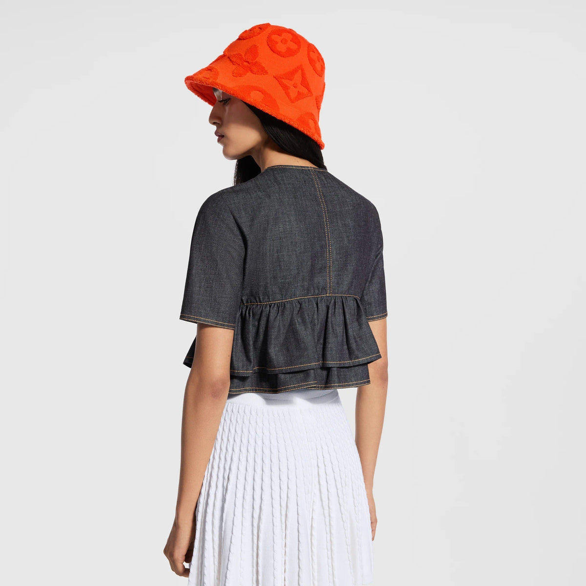 Ruffle Hem Denim Top