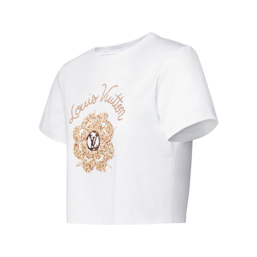 Woven Flower Print Crop Top