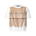 Woven Print Front Knit Top