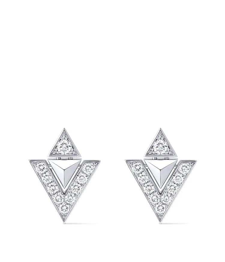Pure V Earrings, White Gold and Diamonds