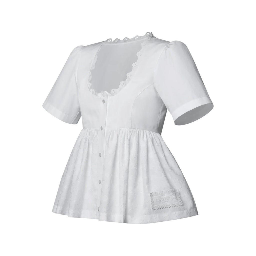 Broderie Trim Peplum Top