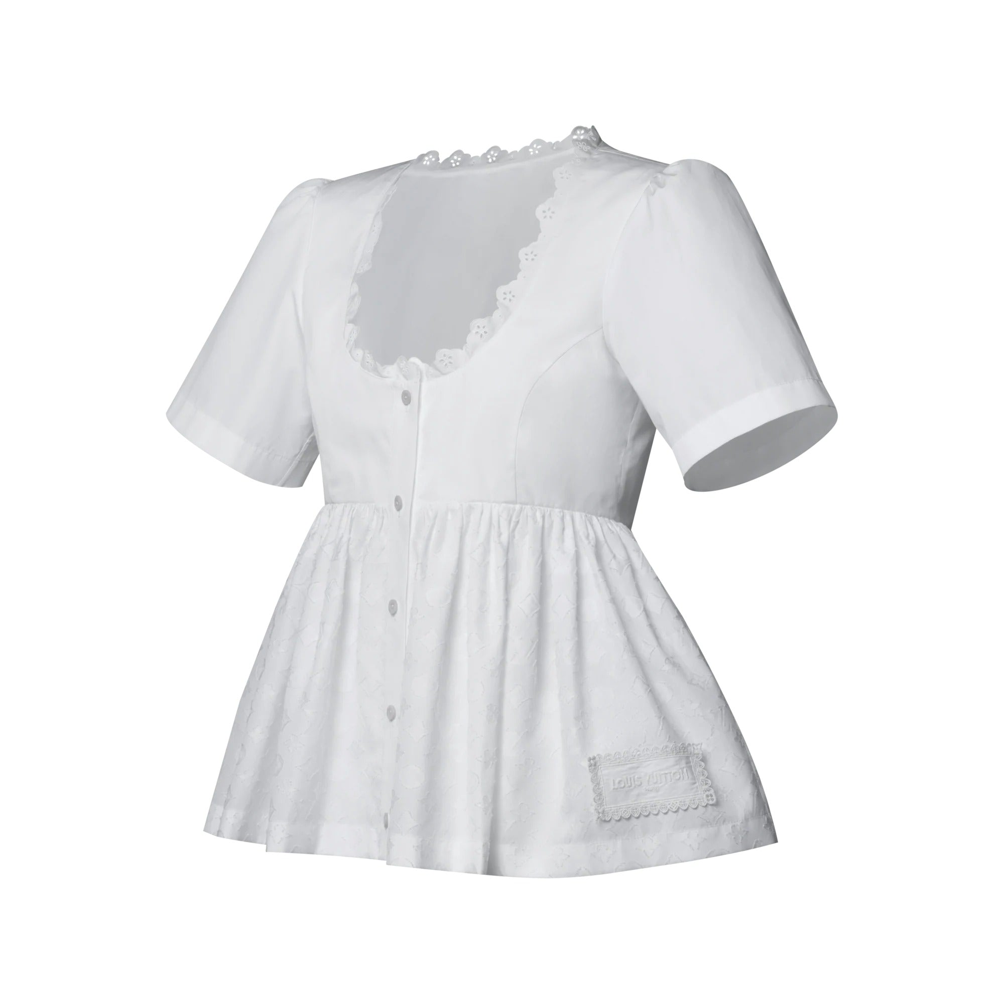 Broderie Trim Peplum Top