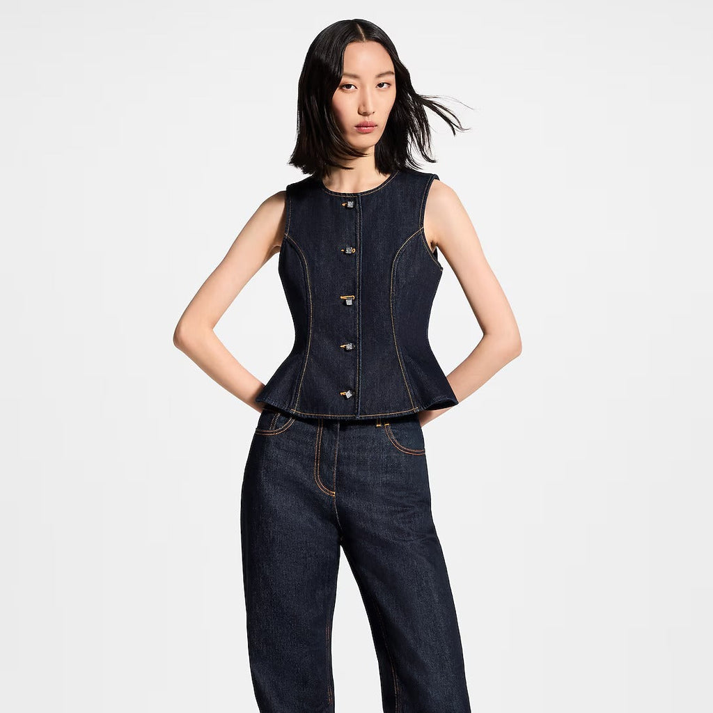 Signature Button Indigo Denim Top