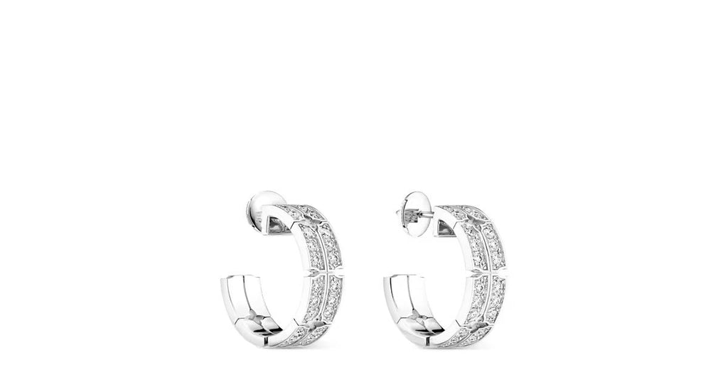 Tumbler Large Earrings, White Gold and Diamonds